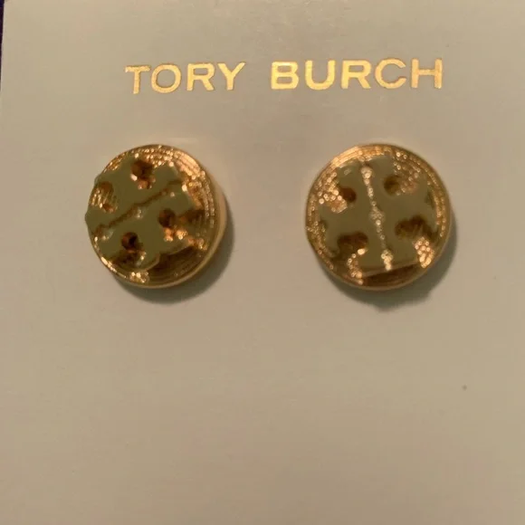 Tory Burch gold logo Disc stud earrings - Picture 8 of 9